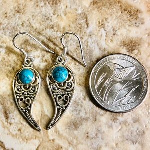 Sterling Silver Turquoise Stone Vintage Earrings
